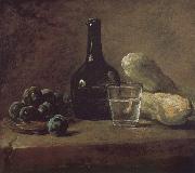 Jean Baptiste Simeon Chardin Lee s basket with glass bottles and cups cucumber painting